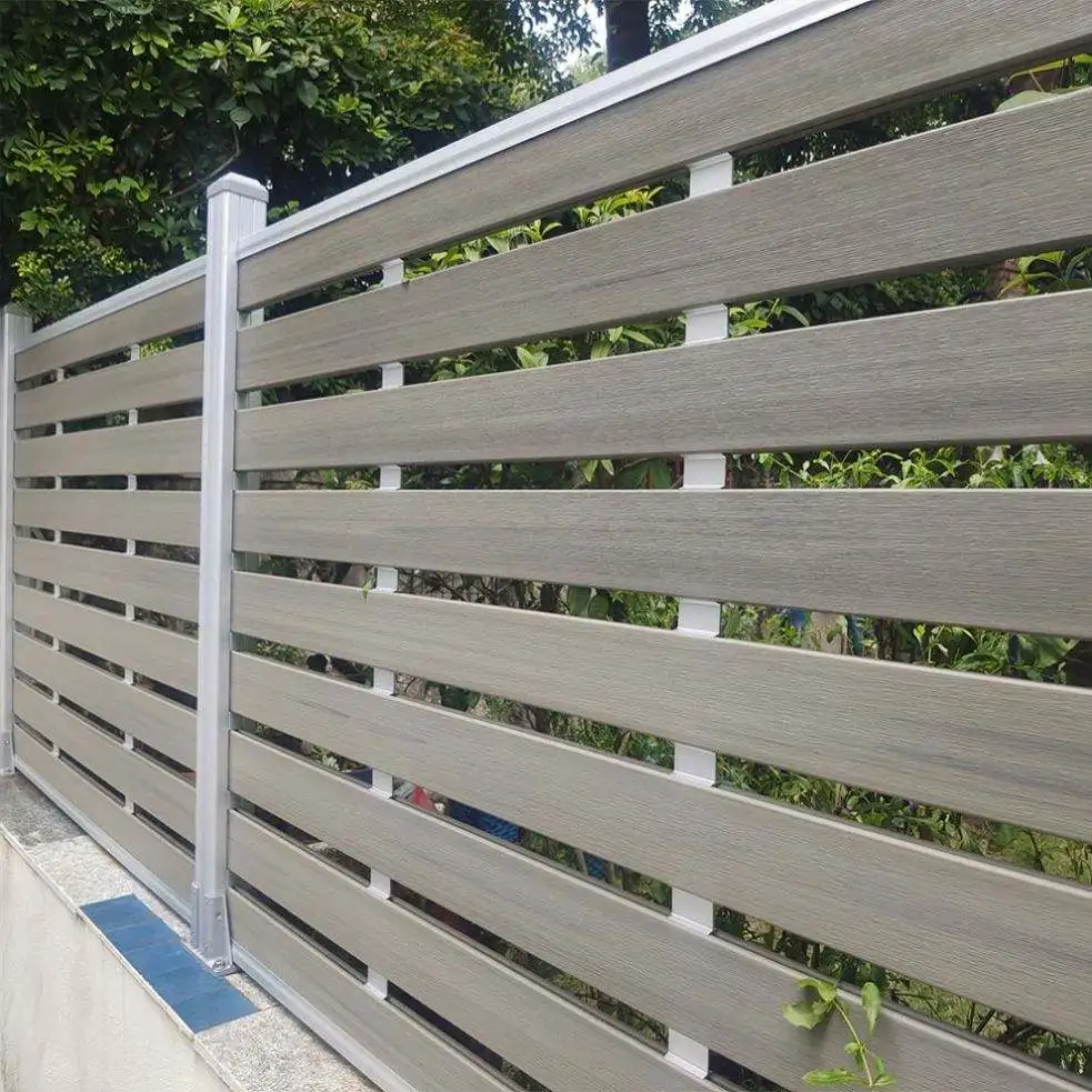 Outdoor Private House WPC Wall Fence Sets Panel Board Trellis with Door/ WPC Composite Plastic Metal Steel Aluminum Alloy