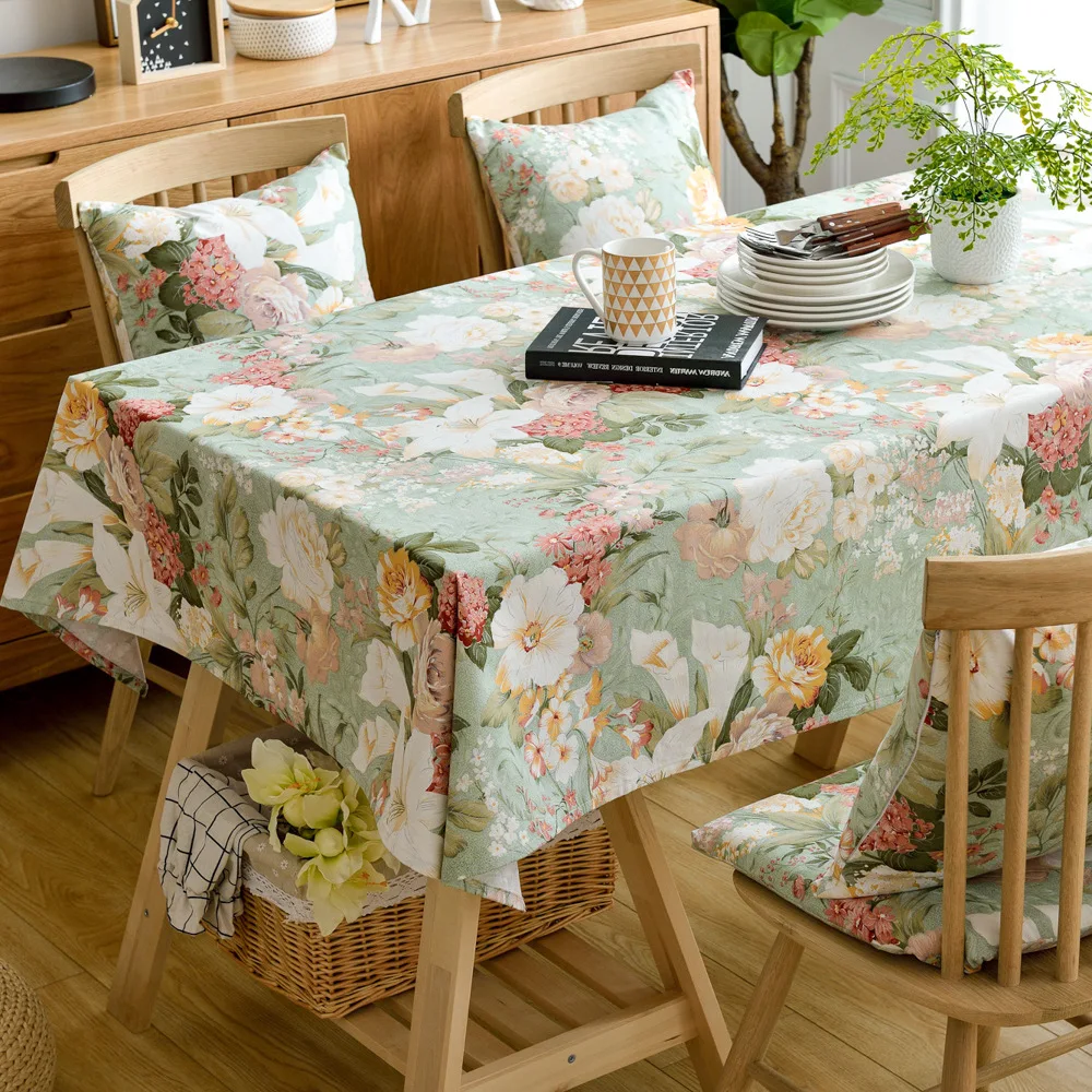 Handmade Modern Floral Tablecloth round Waterproof Fabric PVC Simple Printed Coffee Table Cloth for Outdoor Banquet Wholesale