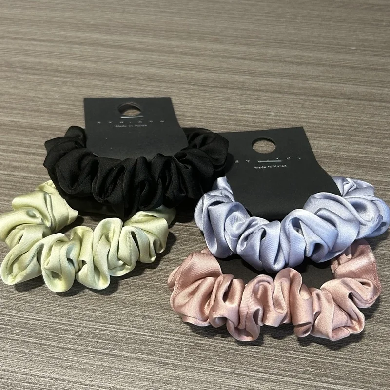 Wholesales Elegant Silky Headband Small Scrunchie High Quality Elastic Rubber Band For Girls