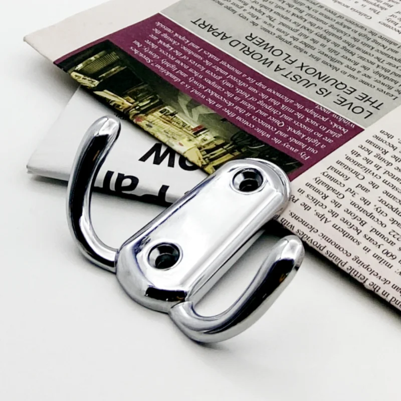 Modern Silver Double Coat Hooks Small Metal Cabinet Wardrobe Clothes Hook Wall Mount Furniture Hardware