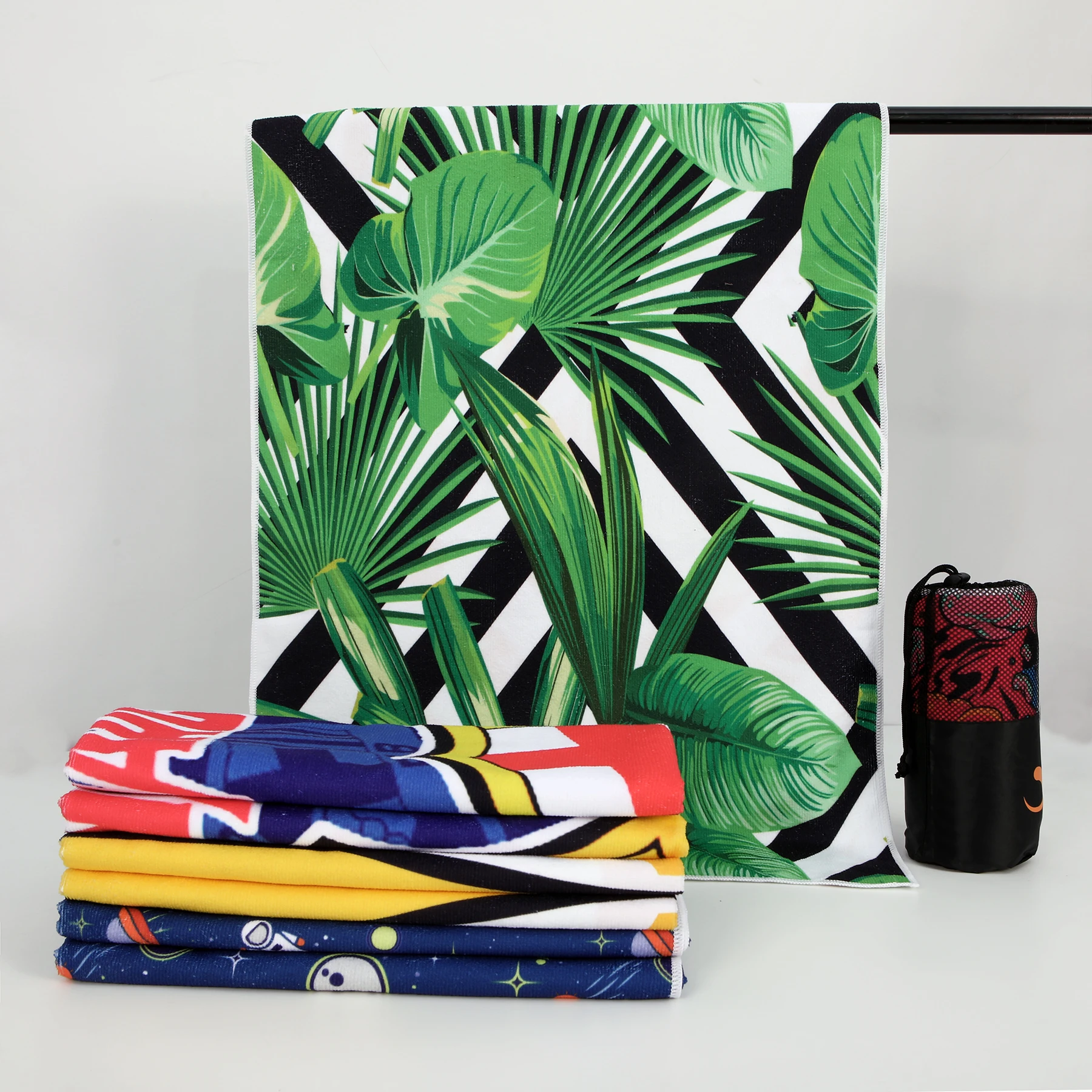 Manufactory custom name double side print quick dry microfiber beach towel summer sand free beach towel with logo