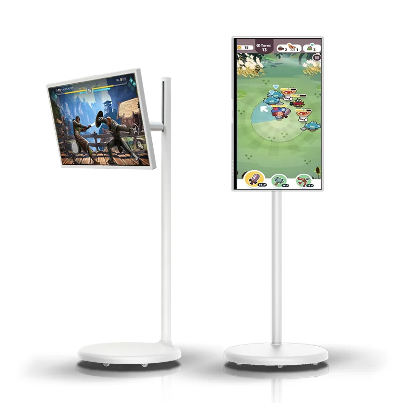 Portable 21.5 Inch Touch Digital Signage And Display Ips Screen Rotate Moveable Android Monitor Usb Wifi