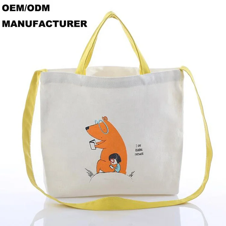 
Customize Eco 100% Cotton Organic Cotton Tote Bag With Neon Yellow String 