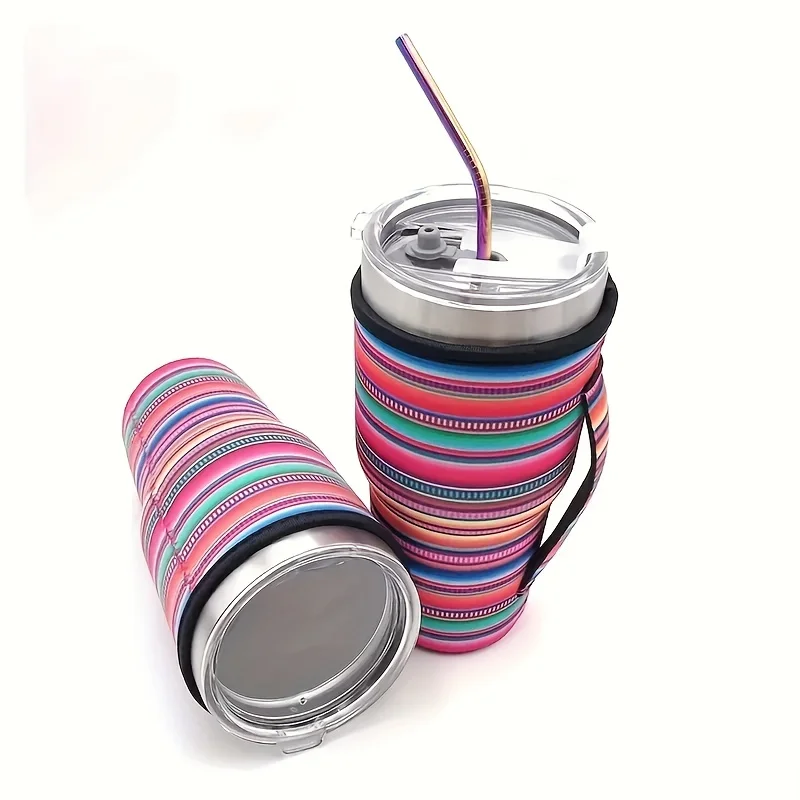 Outdoor Custom Reusable Portable Cup Holder Cover Neoprene Insulated Iced Coffee Sleeves Cup With Handle