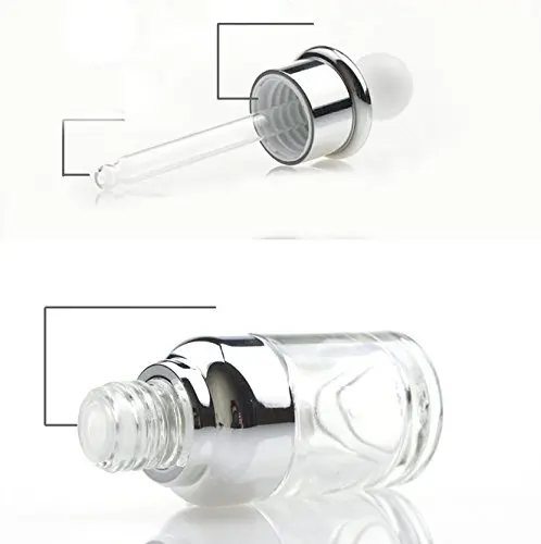 Empty Refillable Upscale Clear Glass Bottle Essential Oil Elite Fluid Pot Container Vial with Glass Pipette Eye Dropper - Gold