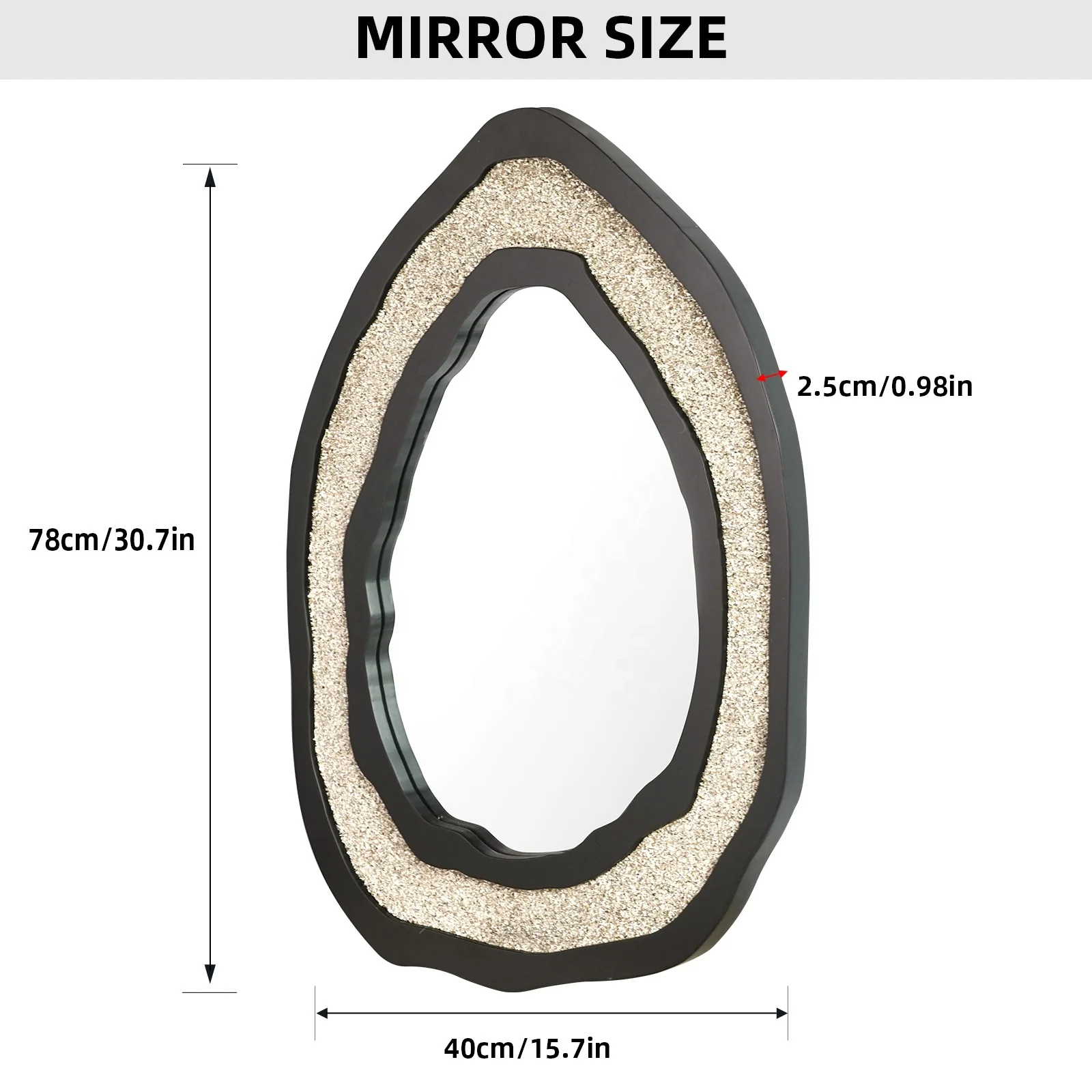 Wholesale Custom Shell Powder Creativity Best Luxury Decorative Wall Mirror Acrylic Crushed Stone Decor Mirror