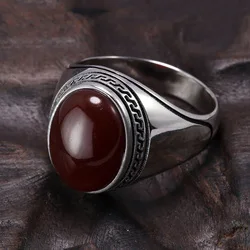 Guaranteed Silver s925 Mens Rings Simple Design With Stones Multi Color Oval Shape Onyx Turkey Jewellery Turkish Ring For Man