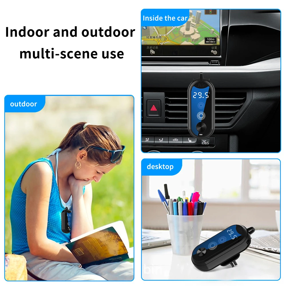 Mini Portable Adjustable Air Fresh Usb Neck Vehicle Negative Ion Portable Smart Car Ionic Ozone Ionizer Air Purifier Necklace