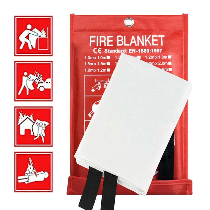 1*1m EN1869/ASTM F1989 Fiberglass Silica Anti Emergency Fire Blanket Fire Insulation Fiberglass Fire Proof Blanket