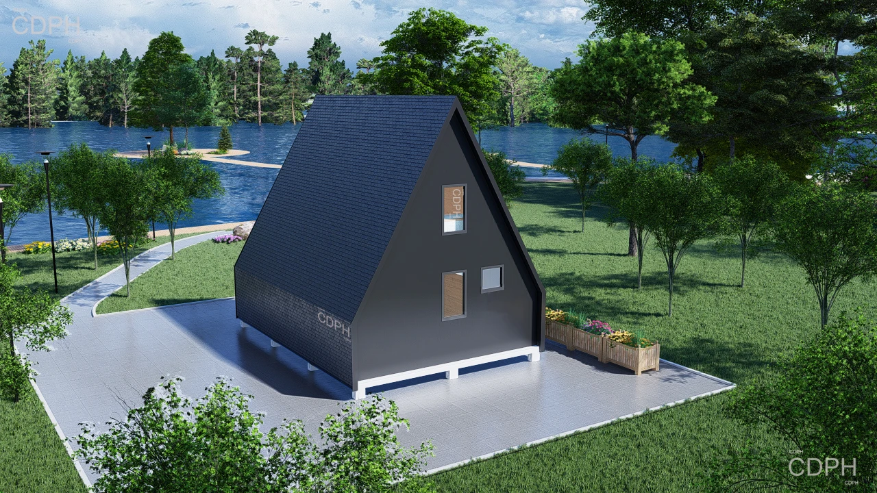 Low Cost Modern Modular flatpack Tiny Triangle Houses Kit A Frame Wooden Camper Hotel Home Resort container house