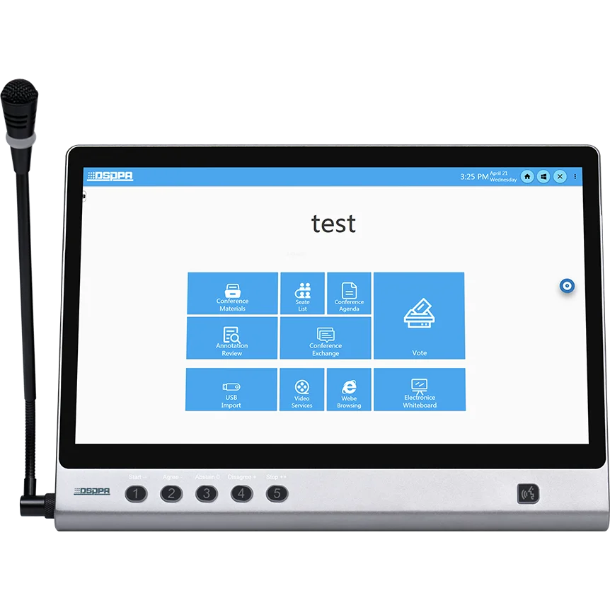 Touch Screen Paperless Conference System Chairman Delegate  Desktop Speaking and Voting Terminal with Microphone