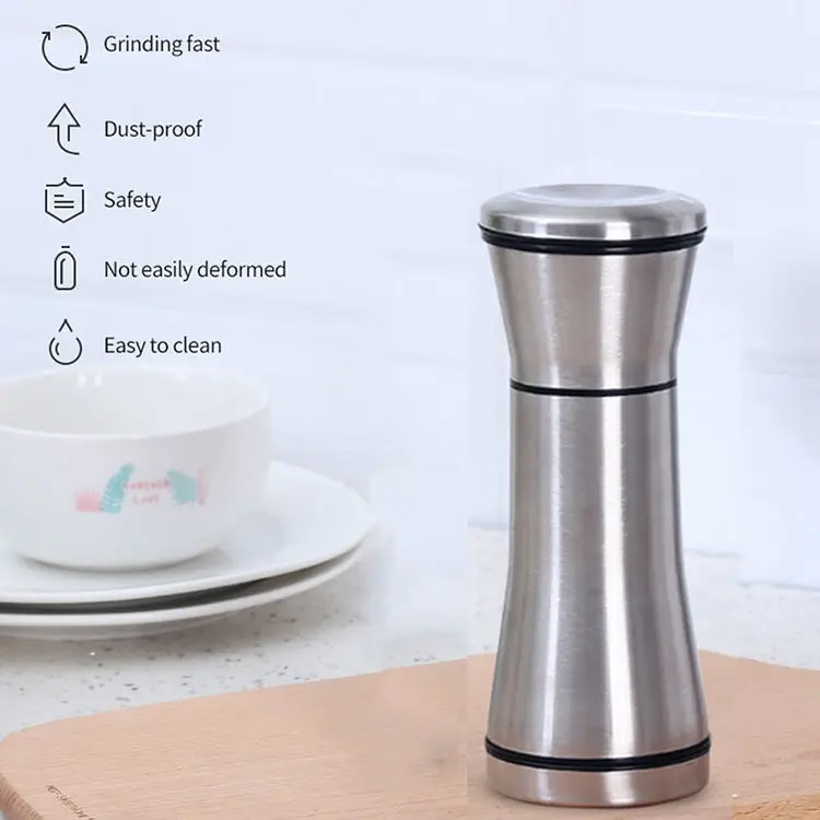 Kitchen Supplies Cooking Tools Salt And Pepper Grinder Mill Manual Stainless Steel Salt Shaker Adjustable Grind Coarseness