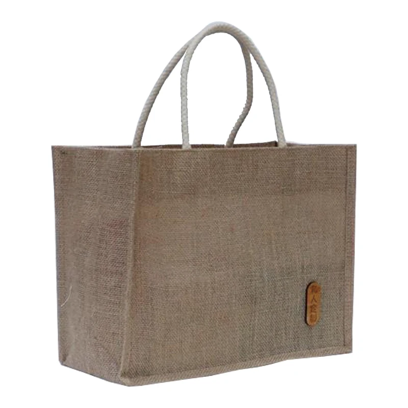 Wholesale Promotion Jute Grocery Shopping Burlap Beach Jute Tote Bag For Gifts