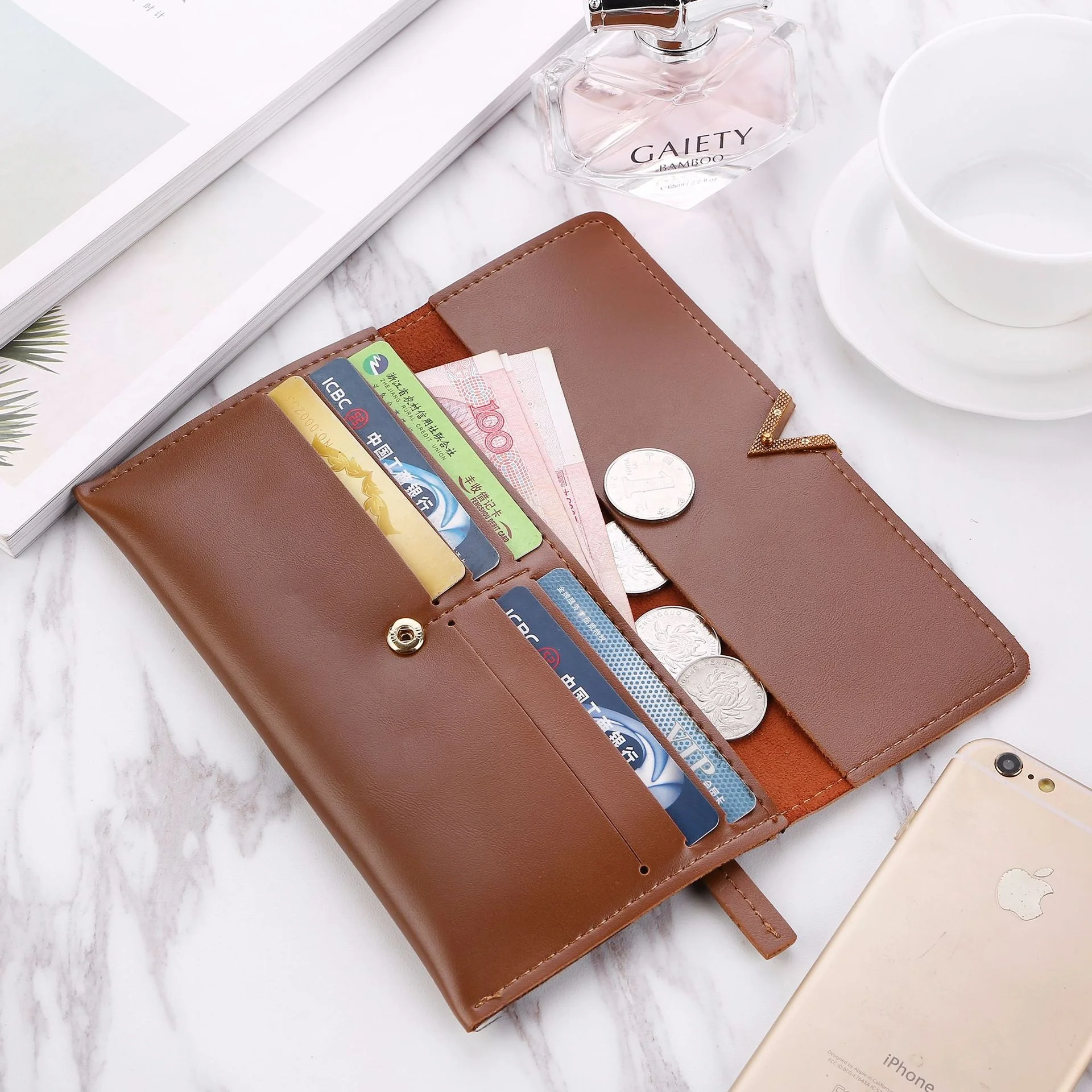 FSW271 Wholesale ladies cash envelope wallet pu leather designer fashionable clutch wallets for women