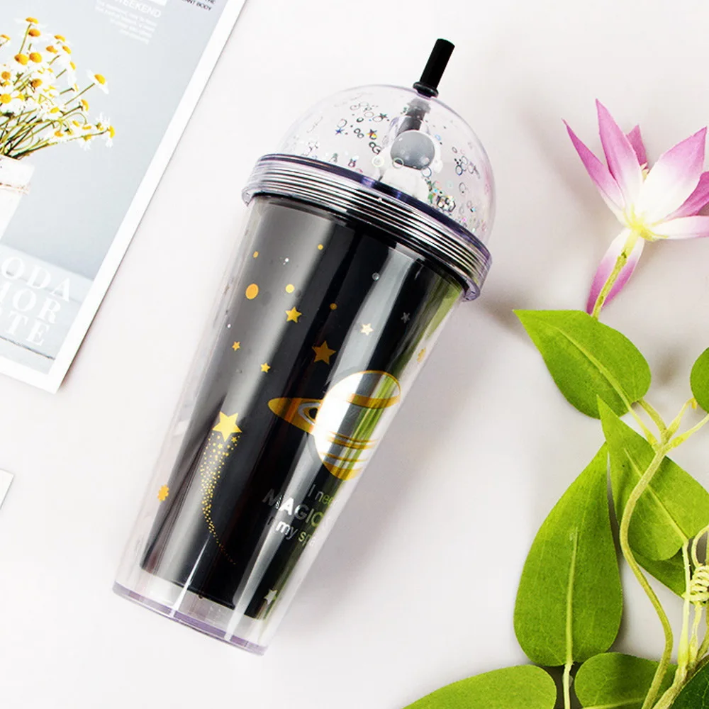 Пластиковые стаканы 18 унций с купольными крышками и соломинкой