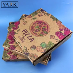 Custom size take away pizza packaging foldable kraft cardboard paper corrugated pizza box