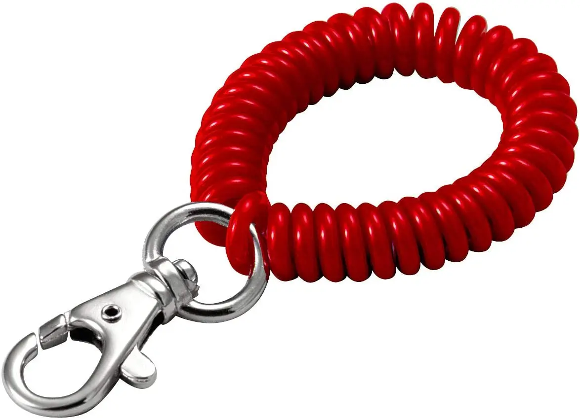 Wholesale Key Ring Colorful  Spiral Wrist Coil with Trigger Snap And Flexible Wrist Band Key Chain