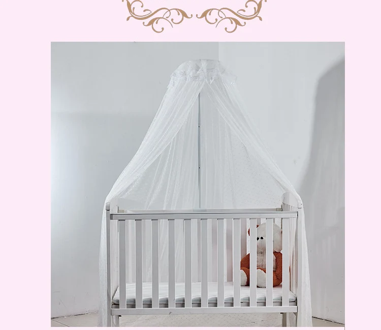 OEM polyester Princess Pink Blue White Color Children Kids Baby Cot Crib Canopy Bed Curtain Hanging Mosquito Net For Girls Bed