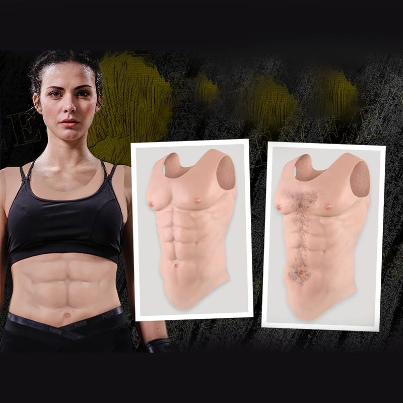 Cosplay Realistic FakeBelly Silicone Muscle Macho Chest For Halloween Party Sissy Film Props Drag Queen Masquerade Ball