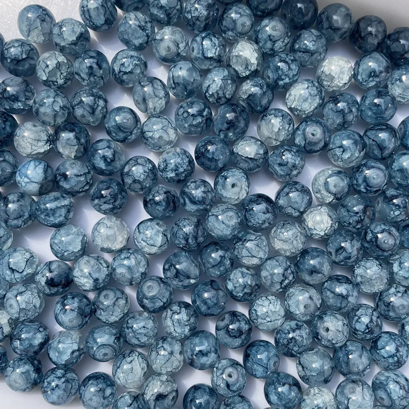 Glass Bead Gradual Jade Broken Round Bead Crack Bead for Necklace Bracelet DIY Pendant