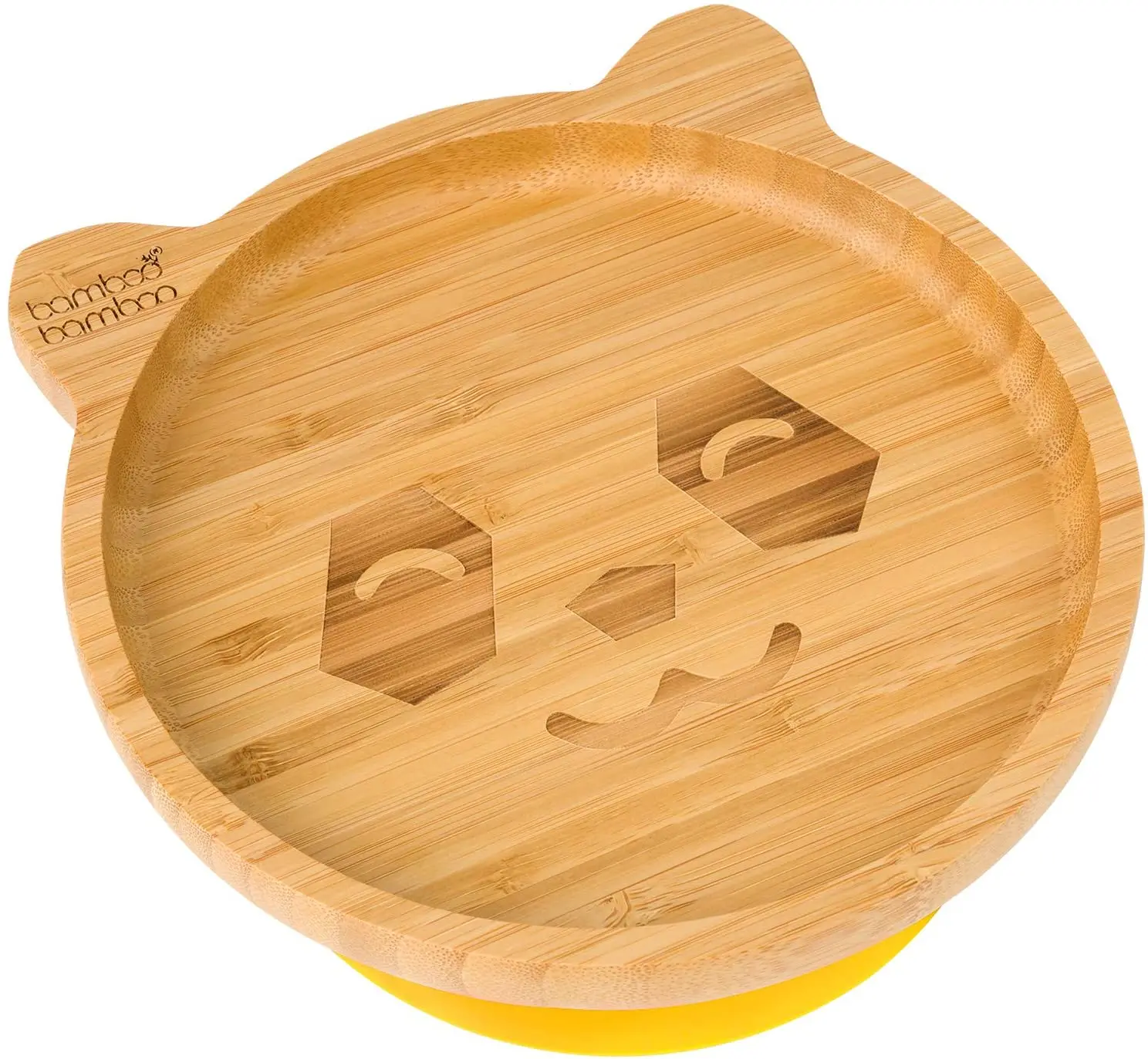 
bamboo cute baby plate baby eco friendly feeding plate with suction and silicone spoon have 6 colors to choose 