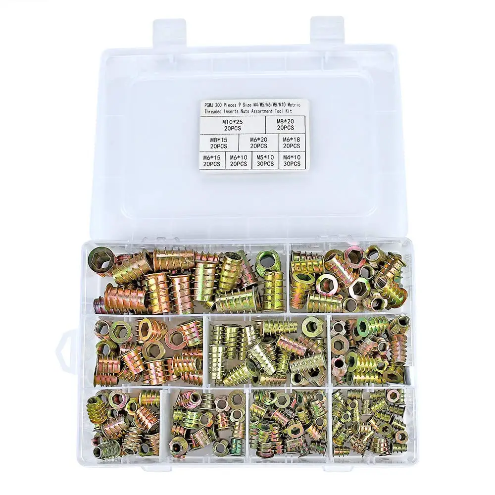 Threaded Insert Nuts Assortment Tool Kit for Wood Furniture Zinc Alloy Furniture Bolt Fastener Connector Hex Socket Screw Insert