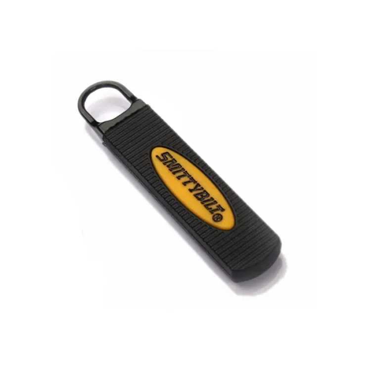 TPU Injection Rubber Zip Slider with Metal Custom Logo Rubber Metal Zipper Puller