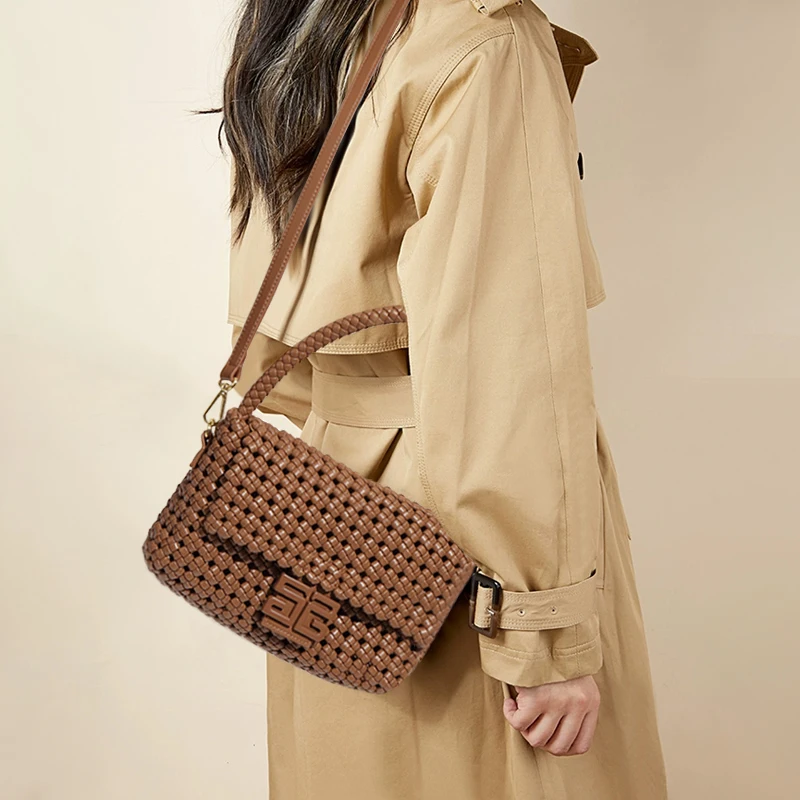 European braided bag tote handbags for women handmade versatile underarm bag windmill knot  advanced sense crossbody bag