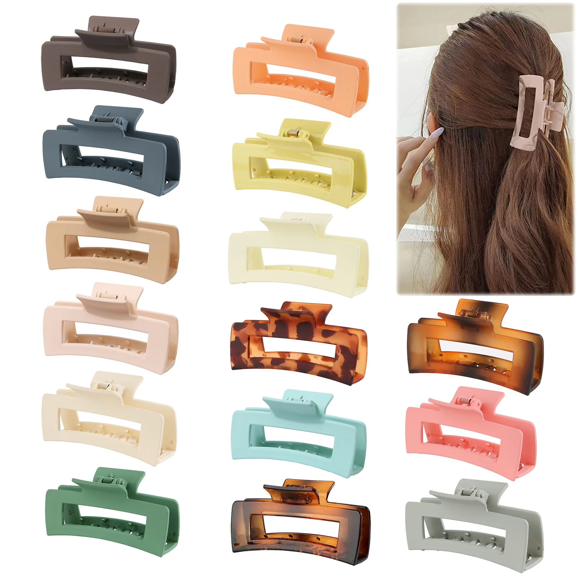 Beauty Bandana Custom Colorful Frosted PS Plastic Wrap Simple Fashion Hair Claw Clip For Woman