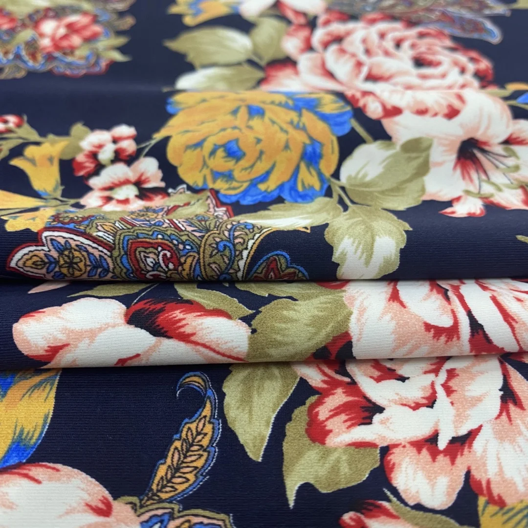 wholesale cheap printed poly spun Nylon knitted stretch fabrics textiles