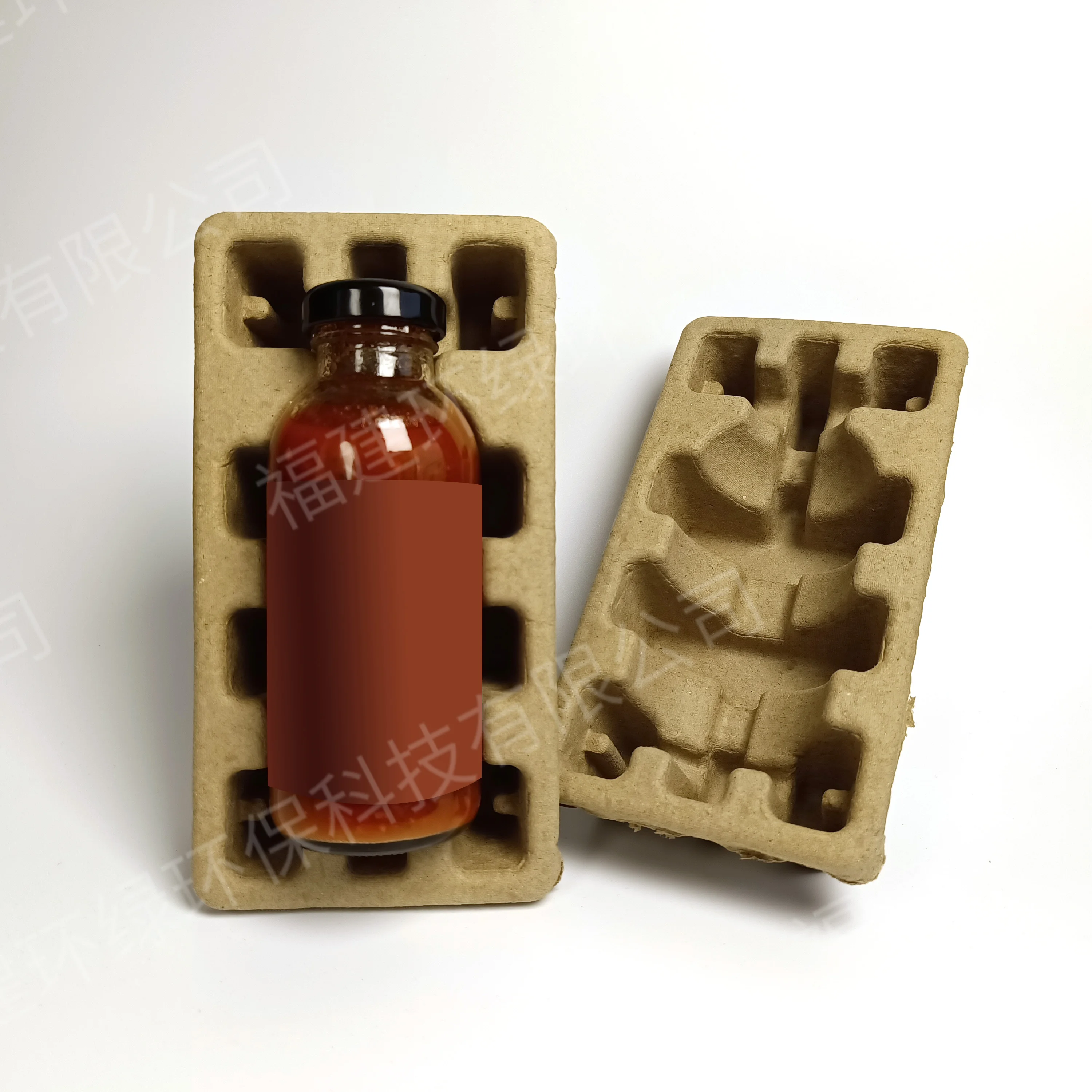 Recyclable pulp wine tray With Molded Paper Pulp Wine Bottle Jam bottle Glass bottle Packaging Tray Shippers