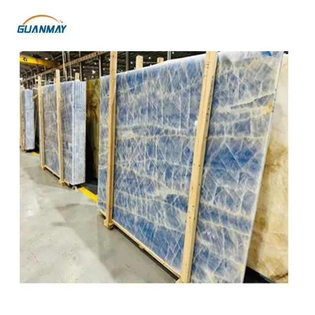 New Arrival House Decoration Real Transparent Blue Onyx Stone for Floor and Wall Tile