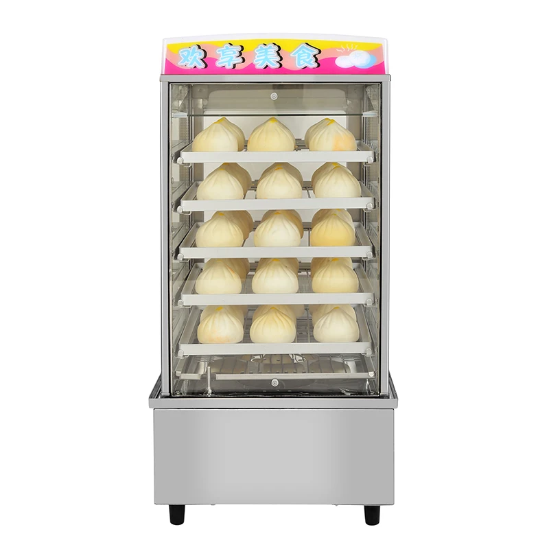 Stainless Steel With Tempered Glass Bun Steamer Electrical Cooking steamer Steam Bun Heating Machine Steamed Fast Food Cabinet