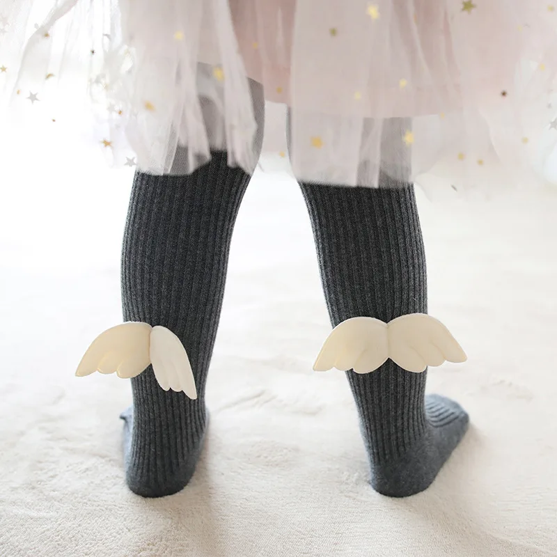 baby kids wings bow cartoon fruit pattern tights children girls cotton knit ribbed pantyhose