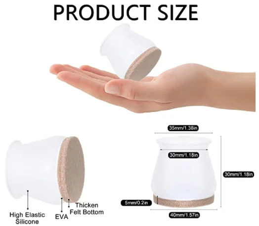 Silicone Chair Leg Floor Protectors   Furniture Silicone Protection Cover Furniture Leg  with Anti-Slip Felt Pads