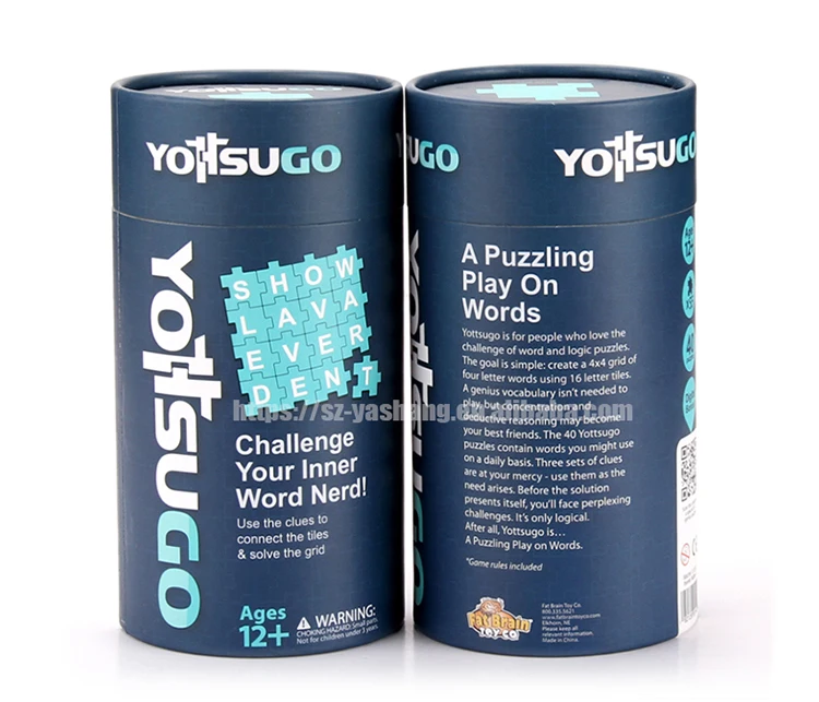 Blue printing rolled edge cylinder round box for toy packaging customized round carton tube