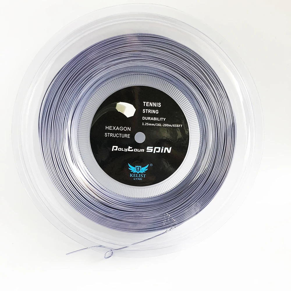 New arrival Spin Feeling  Co Polyester Hexagon  Quality Tennis racket string reel  For Professional Player  Grey color