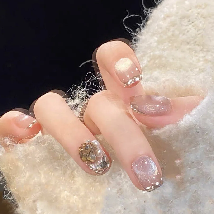 High Quality French Tips Coffin Designed Nails Wholesale Luxury Acrylic False Fingernails Supply Press On Nails With Glue