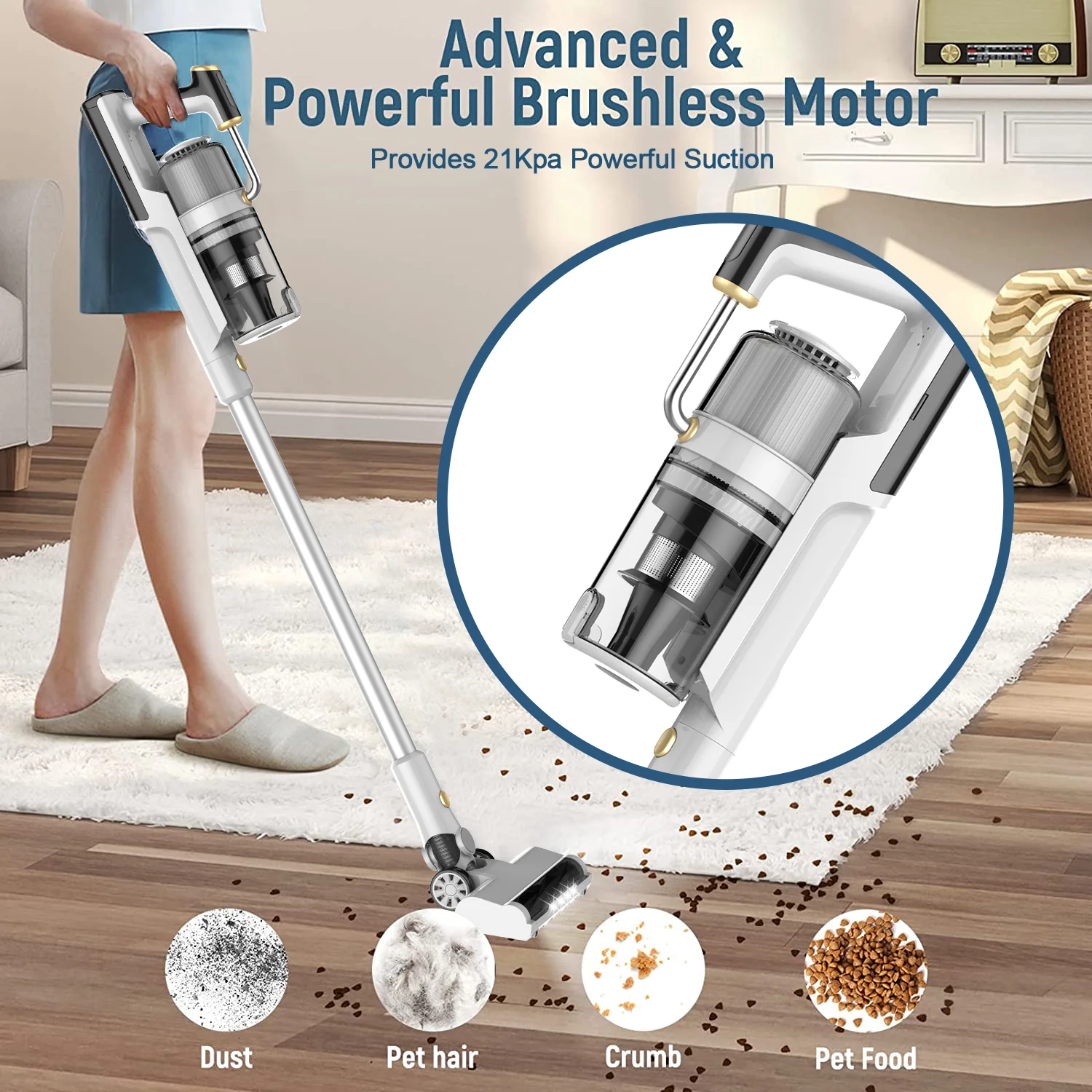 Home Electric Floor Cyclone Rechargeable Battery Stick Upright Wireless Cordless Handheld Vacuum Cleaner Water Filter OEM 250w