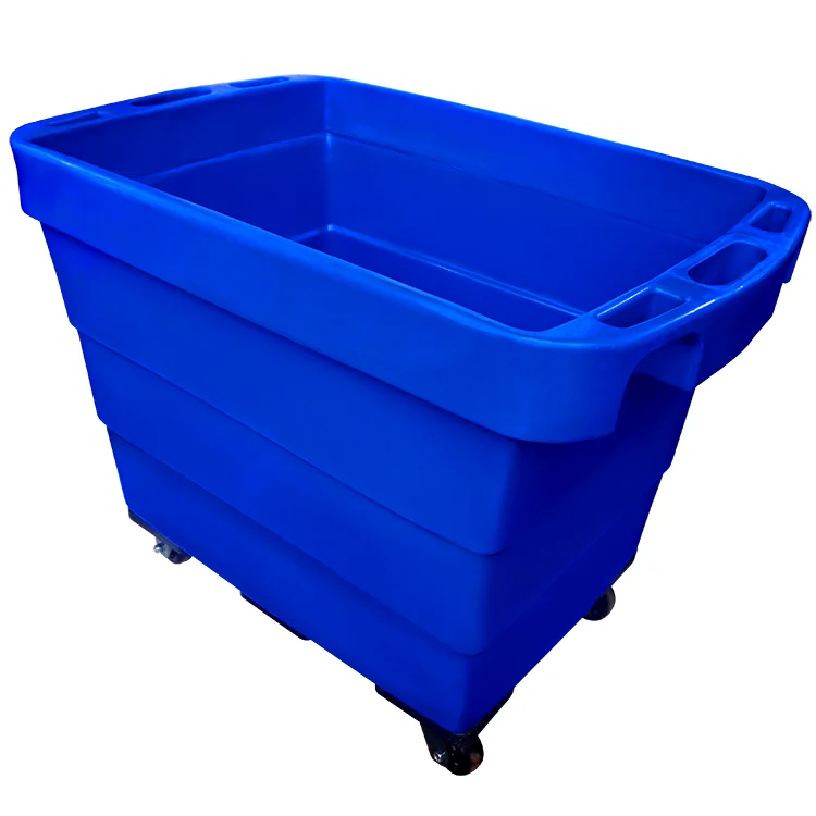 400L High Quality Industrial Hospital Square Plastic Dry Laundry Linen Cart