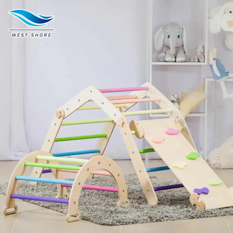 Pickler Triangle Climber with Ramp Montessori Wooden Climbing Triangle Adjustable Angle for Toddlers Indoor Outdoor