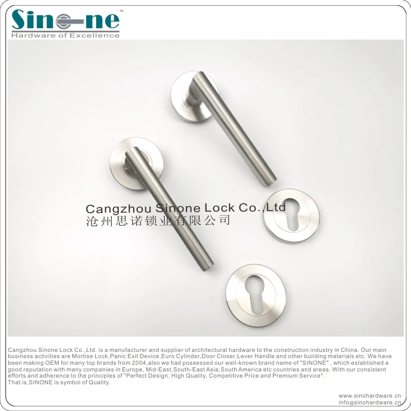 ALL SS304 Solid Casting Door Lever Handle on rose Special Luxury finish with heavy duty horizontal return spring EN1906