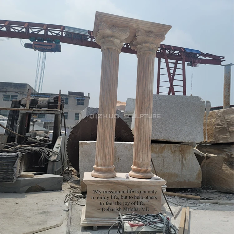 Outdoor Villa Building Decor Hand Carved Roman Pillars Column White Marble Stone Column