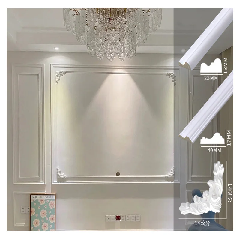 Hot sale PU French Line Background Wall Frame Line Imitation Gypsum European Style Decorative Strip 4cm