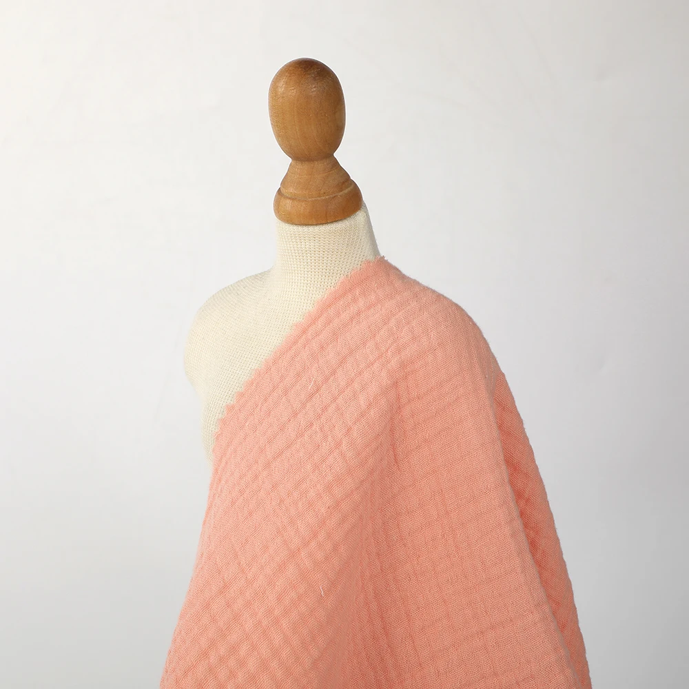 High quality breathable anti-bacterial double gauze crinkle muslin crushed italian crepe fabric supplier for clothing