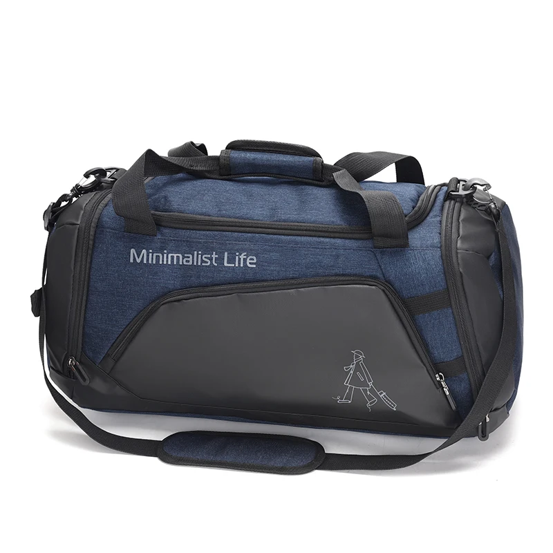 Travel Outdoor Weekender Duffle Luggage Bag for Man Fashion Custom Geometric OEM Feather Item Style Crocodile Pu Leather Black