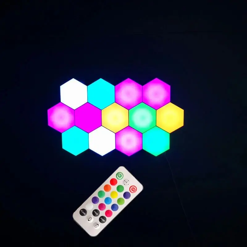 Hexagon Wall Light Smart Wall-Mounted Touch-Sensitive DIY Geometric Modular Assembled RGB led Lamps Used for Bedroom