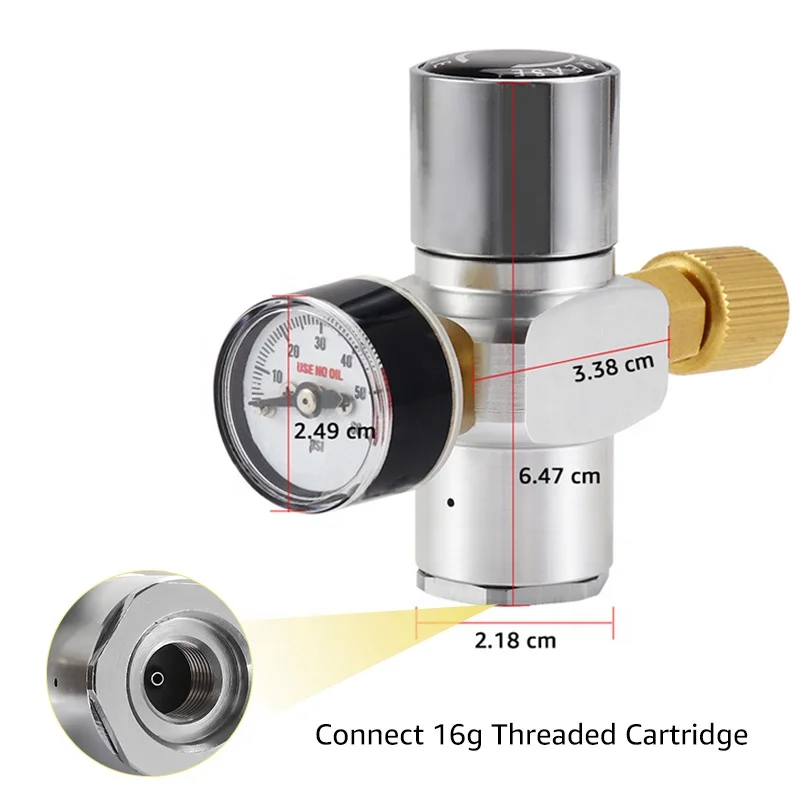 Мини-регулятор Co2 0-60PSI портативное зарядное устройство со стабильным давлением и стальным кольцом газовый вход комплект для