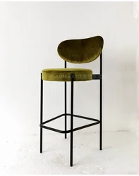 Modern Bar Furniture  Denmark Velvet  Iron Bar Stool  Fully upholstered bar stool with painted metal frame