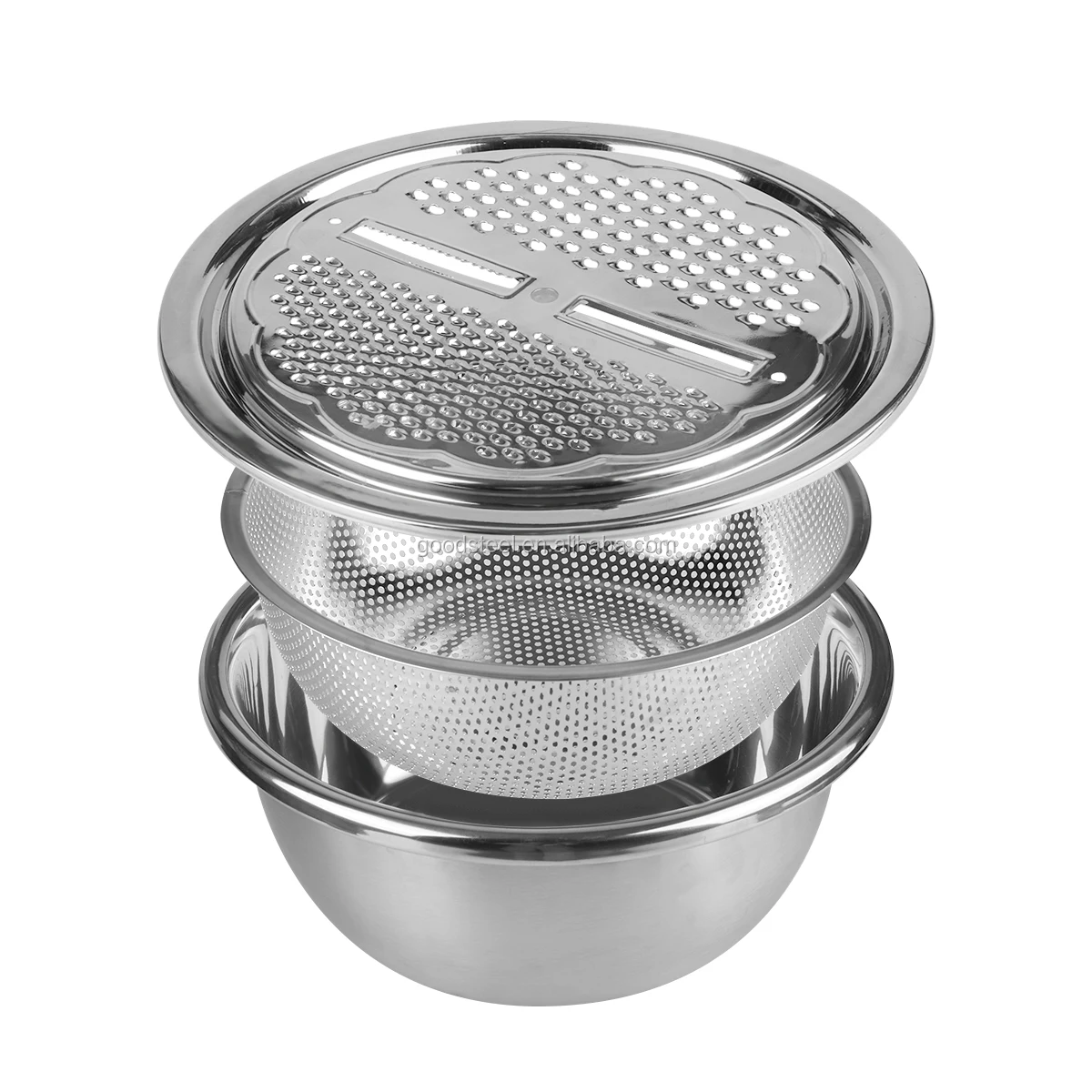 kitchen accessories 3 in 1 stainless steel grater mixing bowl with colander plastics